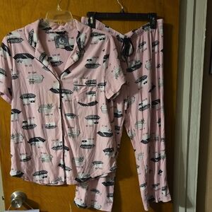 Pink Cat Print Pajama 2pc Set XL: A